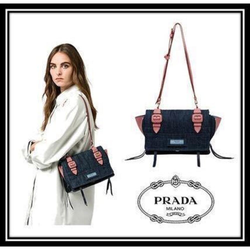 PRADA Denim leather suede shoulder handbag card accessories BUYMA